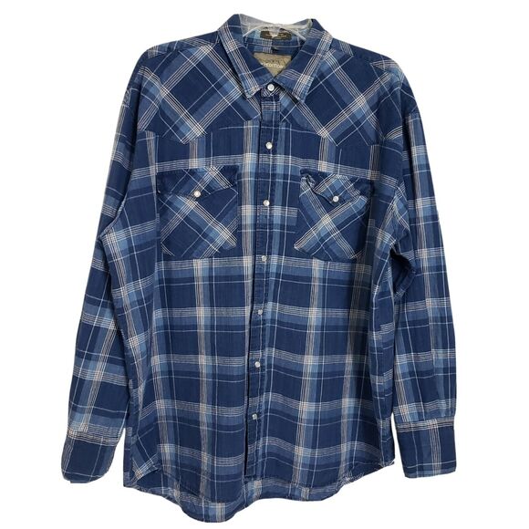 Expeditions By Wrangler Mens Shirt Size XL Blue Pearl Snap Long Sleeve Cotton - Picture 1 of 10